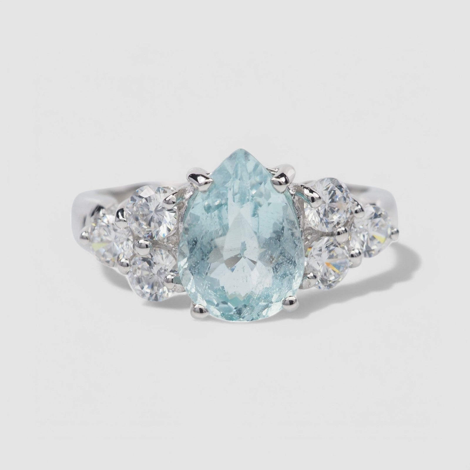 Blue Aquamarine 925 Sterling Silver Ring