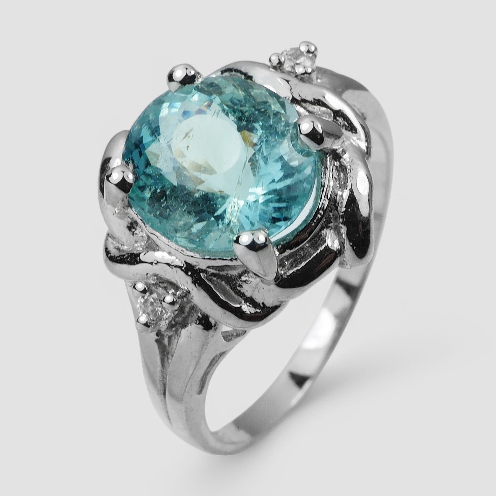 Blue Aquamarine 925 Sterling Silver Ring