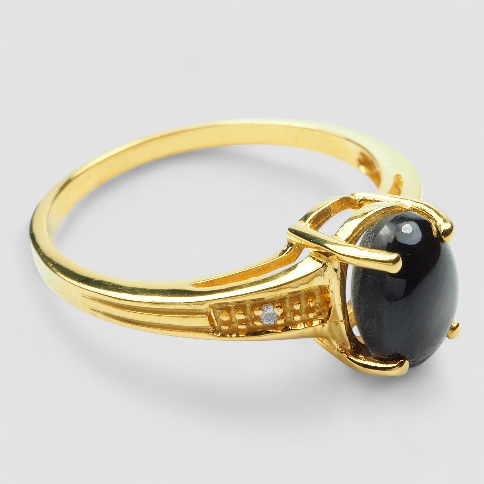 Black Star Sapphire 925 Sterling Silver Ring, Natural Gemstone, Minimalist Ring, Free Resizing