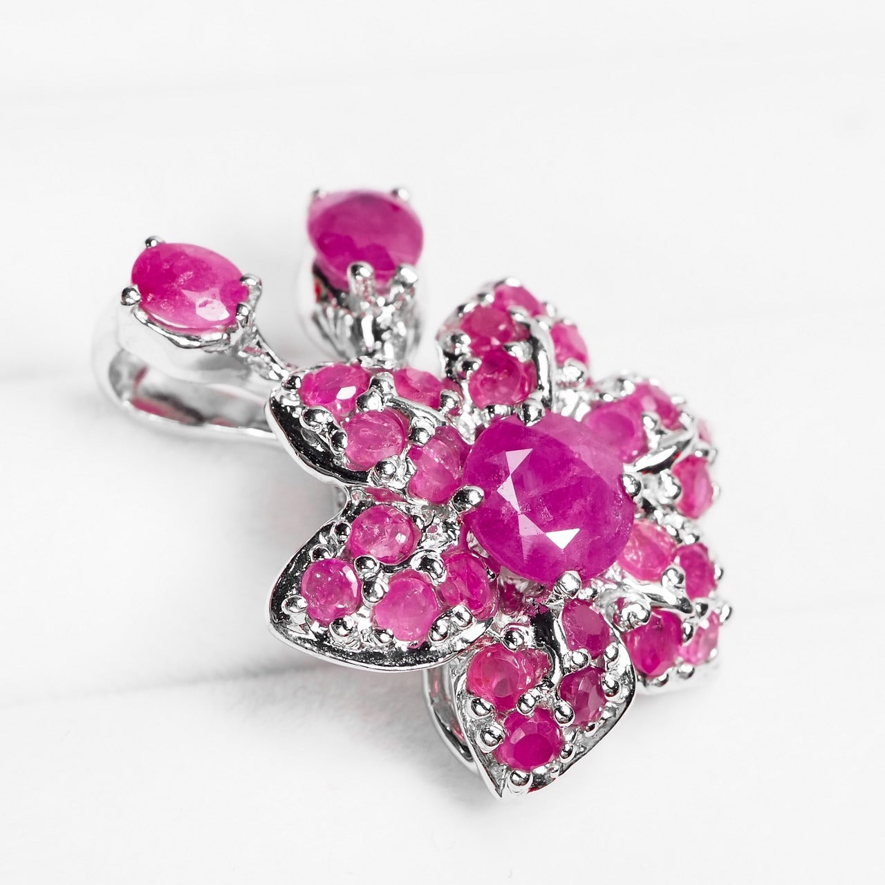 Pink Ruby 925 Sterling Silver White Gold Pendants, Anniversary Gift, Dainty Pendants