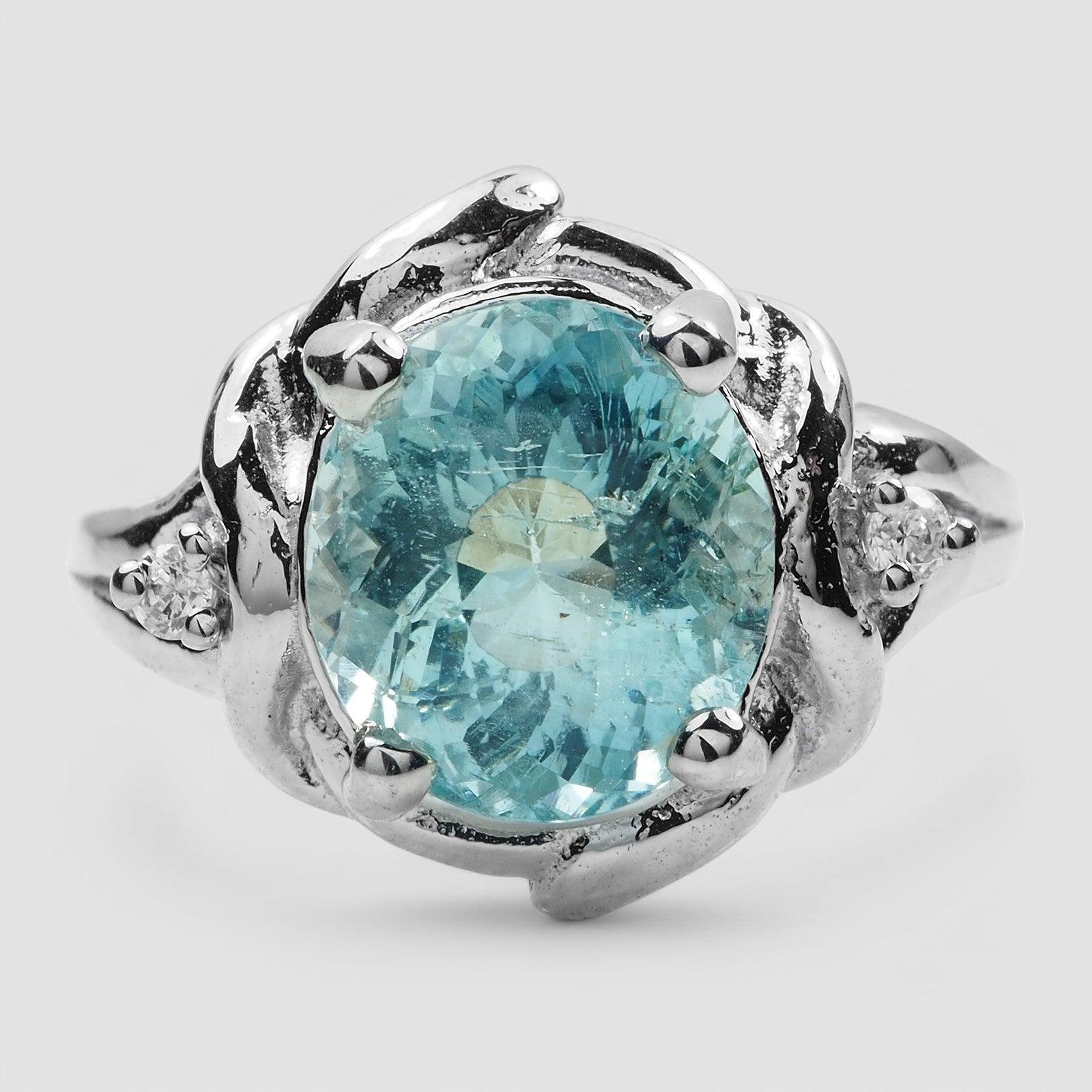 Blue Aquamarine 925 Sterling Silver Ring