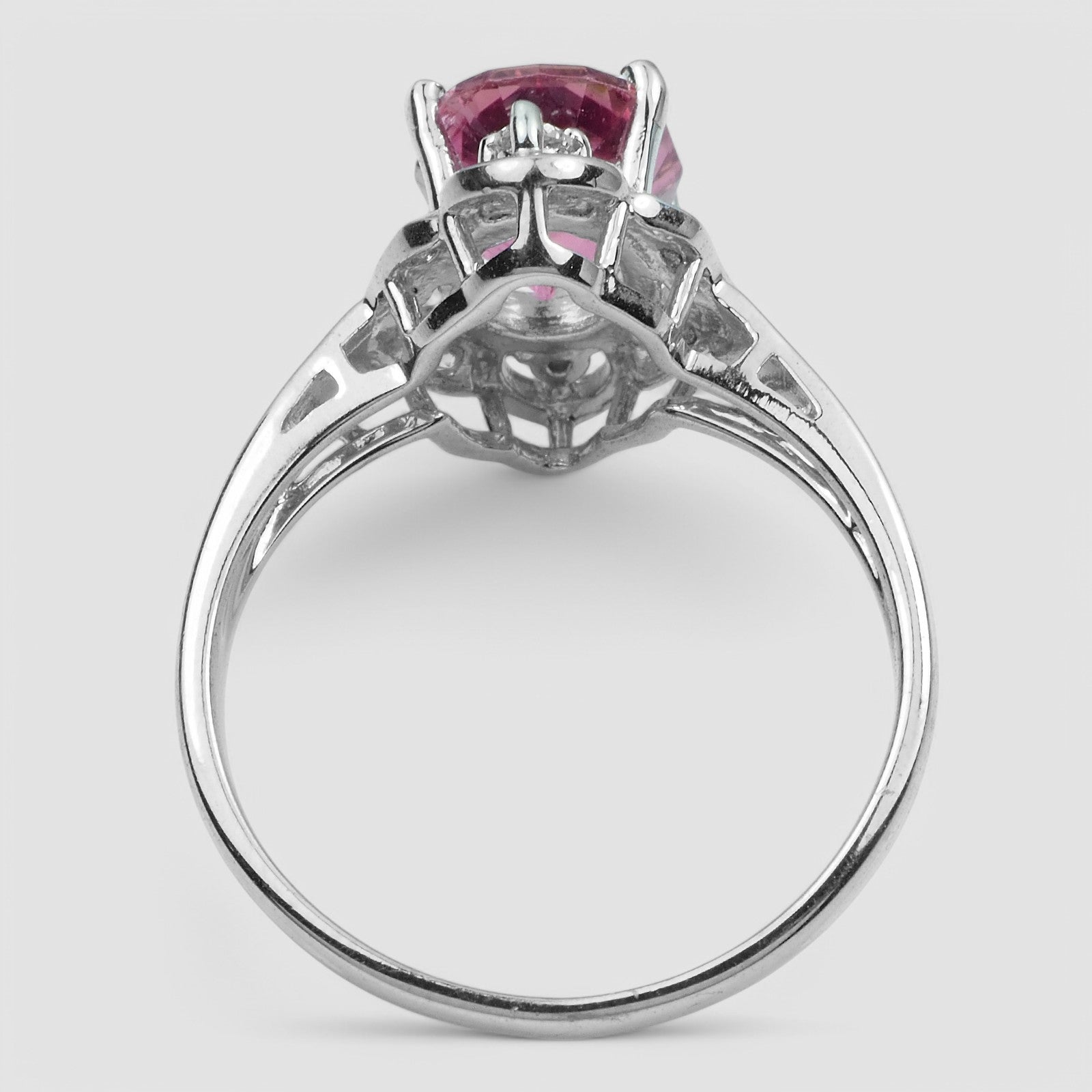 PINK TOURMALINE OVAL 925 STERLING SILVER WHITE GOLD PLATED RINGS