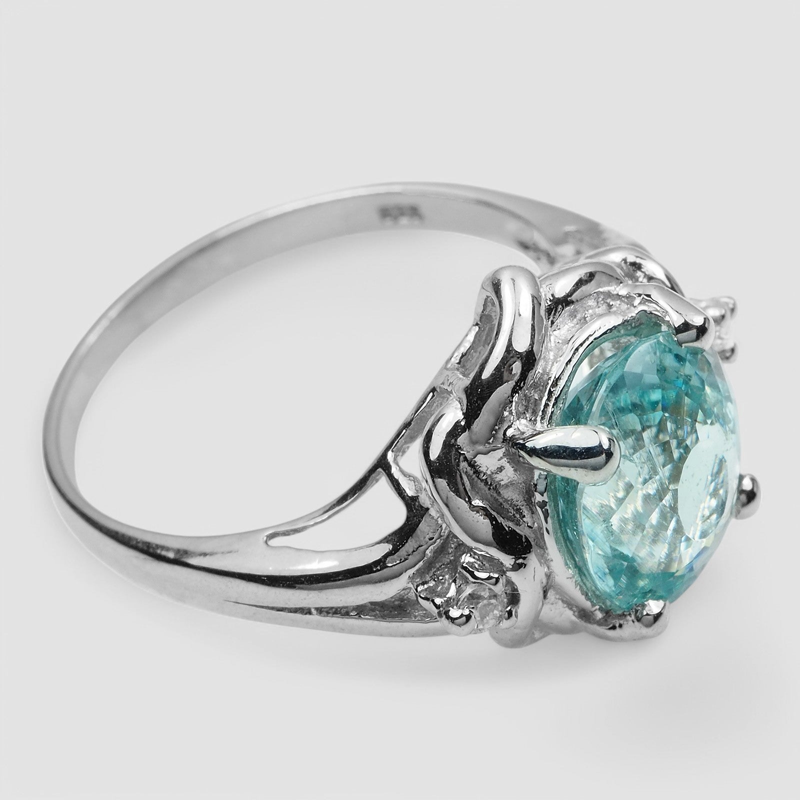 Blue Aquamarine 925 Sterling Silver Ring