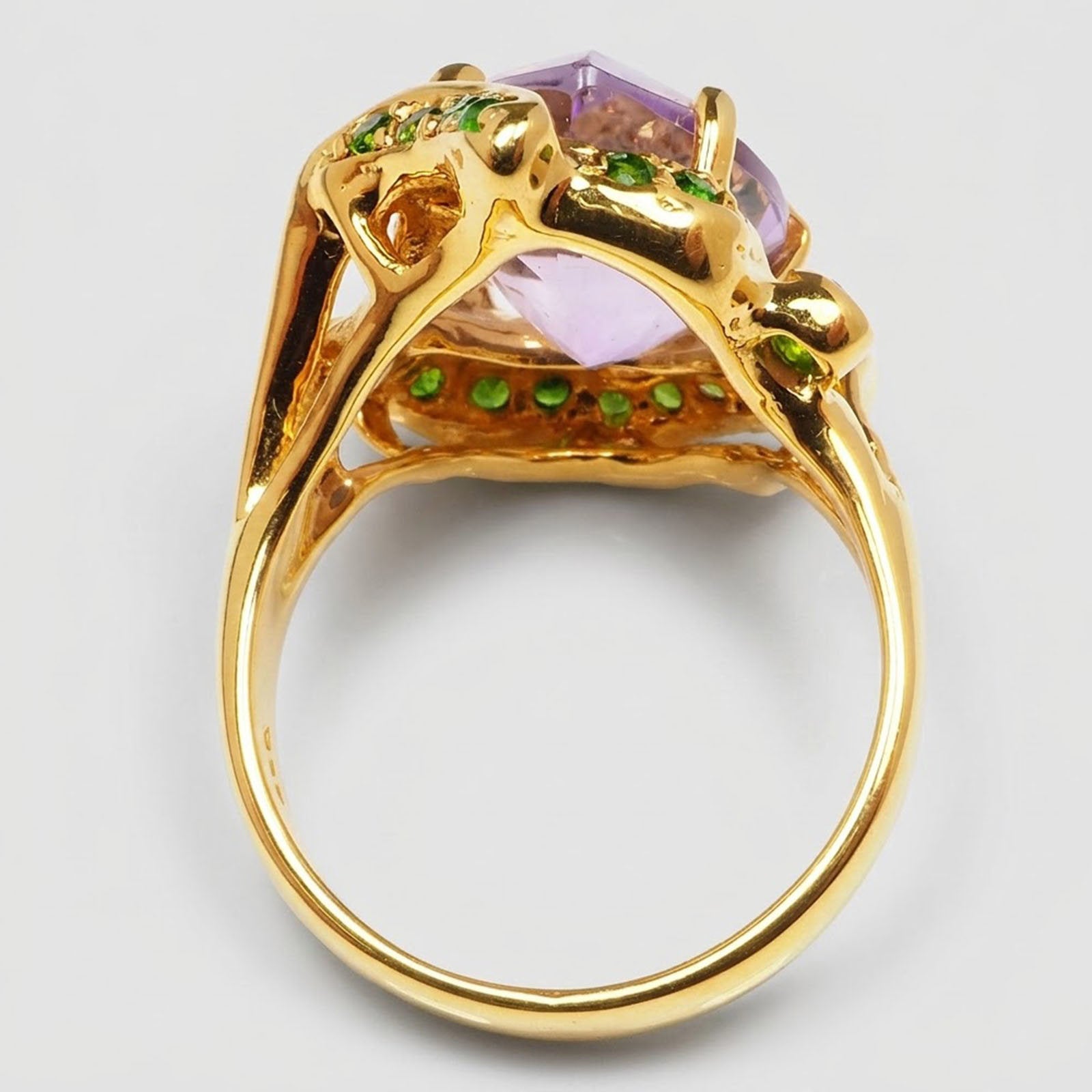 Purple Amethyst 925 Sterling Silver 24k Gold Rings, Natural Gemstone, Everyday Wear