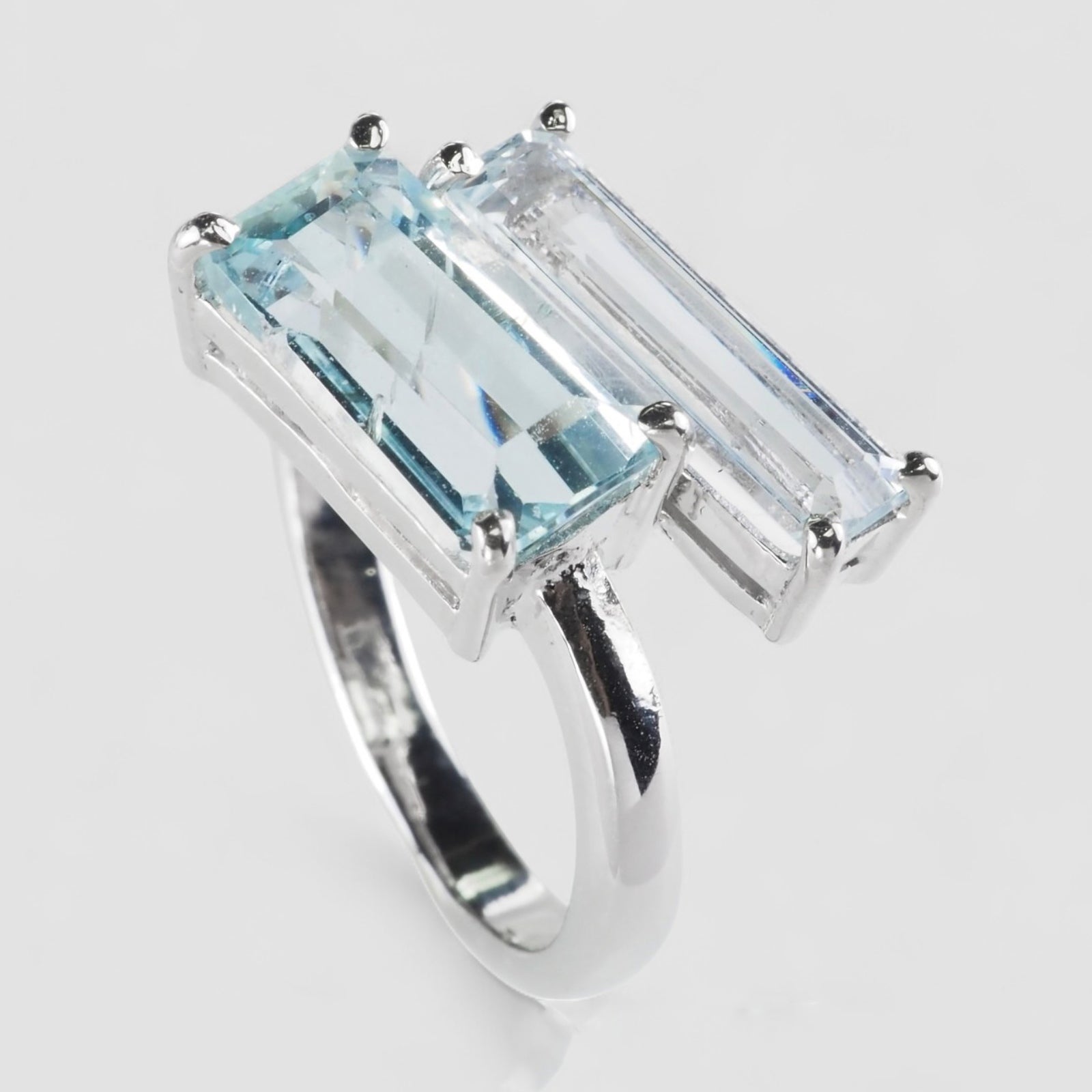 Blue Aquamarine 925 Sterling Silver Ring