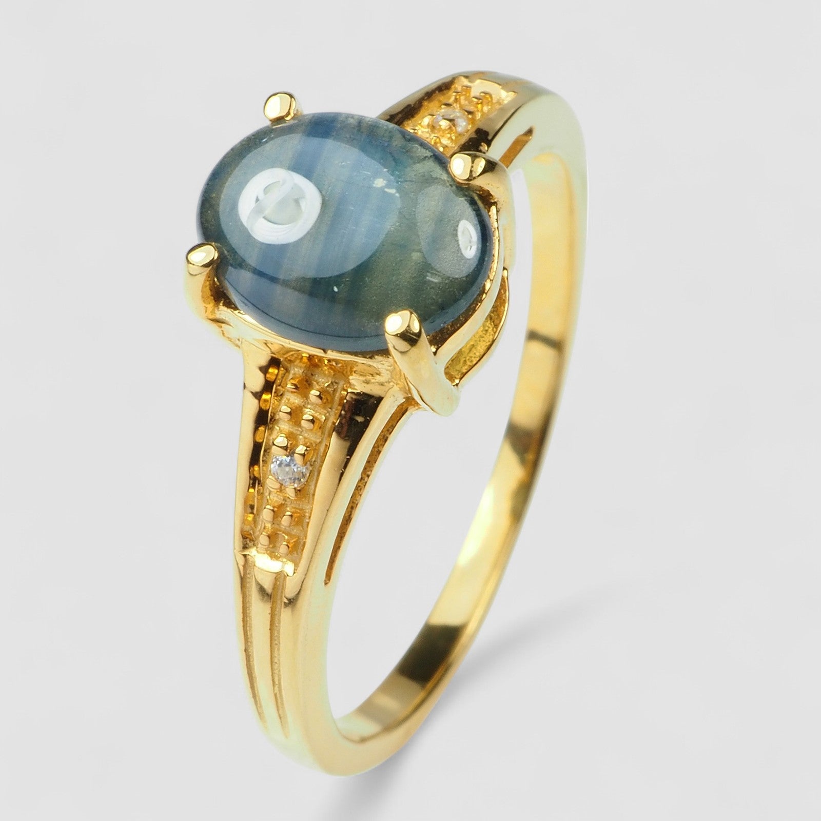 Luxurious Blue Star Sapphire 925 Sterling Silver Ring, Simple Everyday Ring, Free Resizing