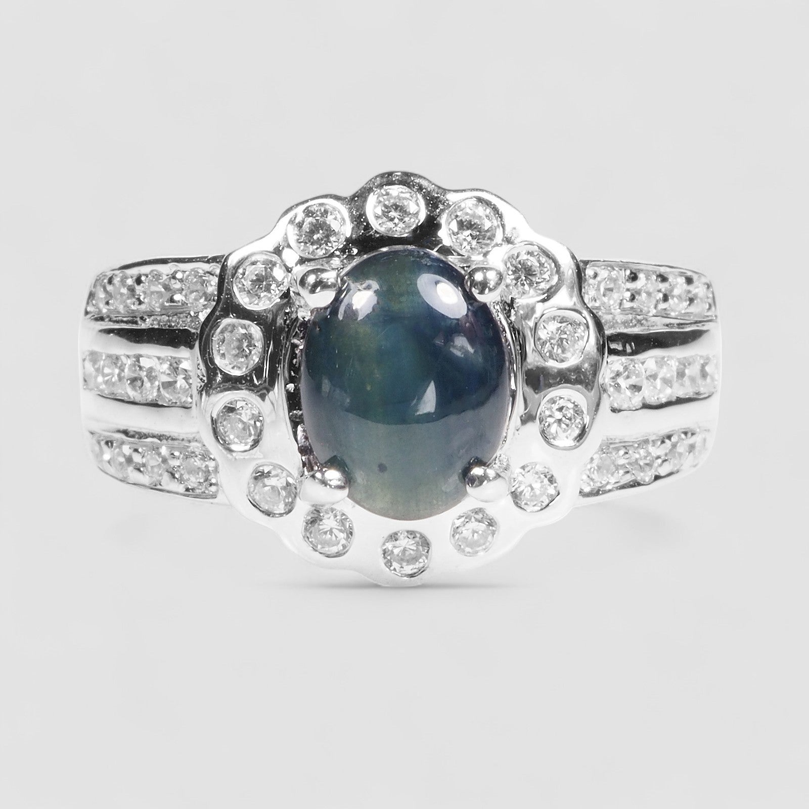 6-RAY BLUE STAR SAPPHIRE 925 STERLING SILVER RINGS