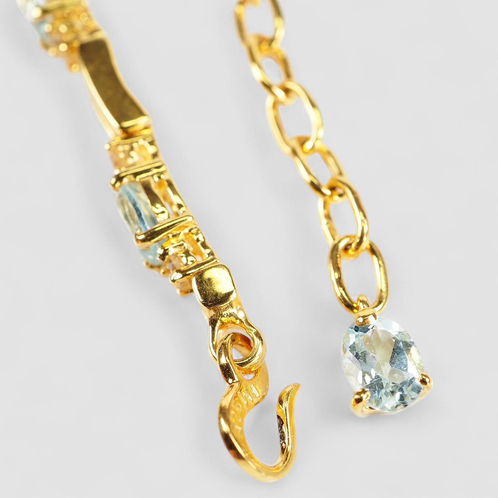 Blue Aquamarine 925 Sterling Silver 24K Gold Bracelets, Dainty Minimalist Everyday Bracelets