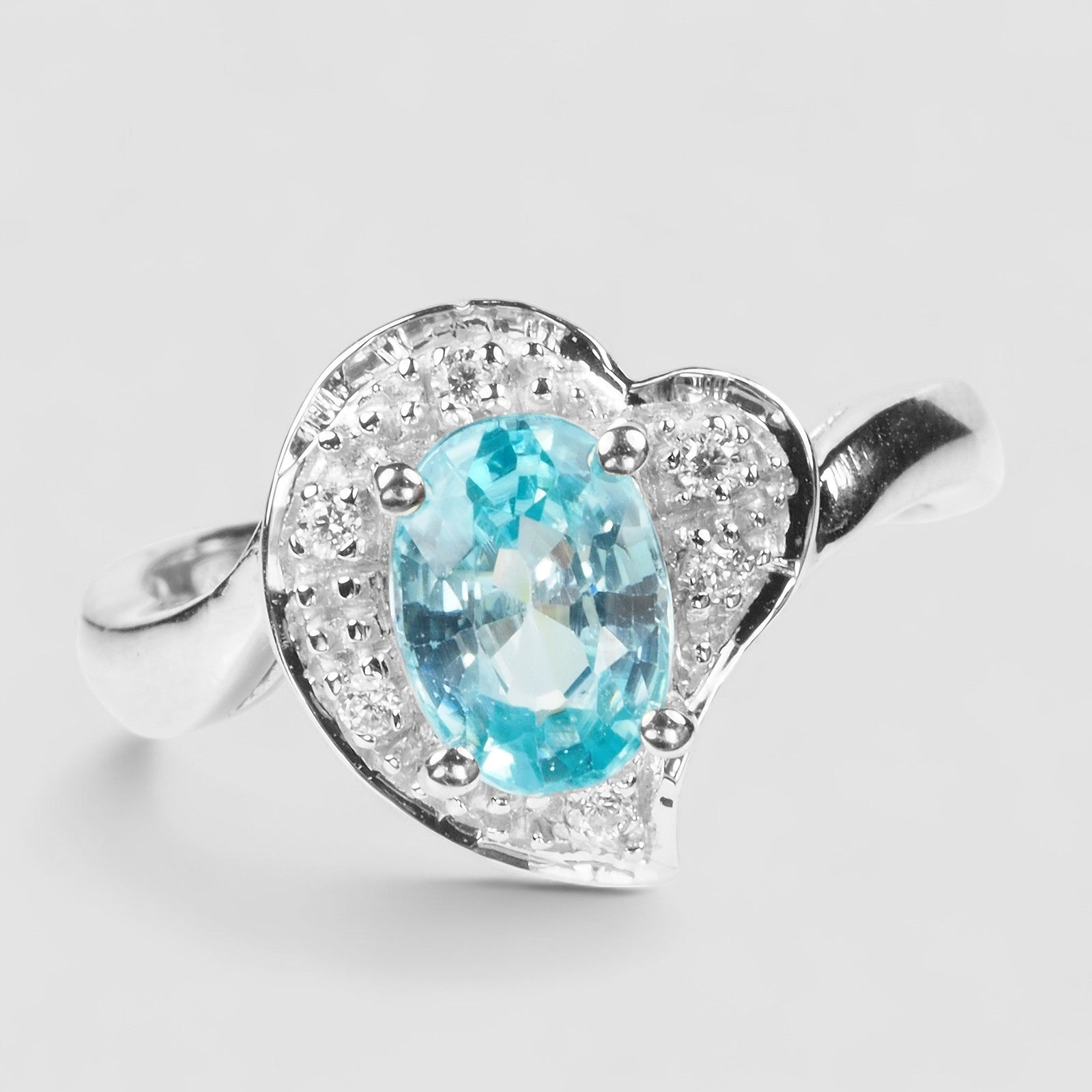 Blue Zircon Oval 925 Sterling Silver Ring