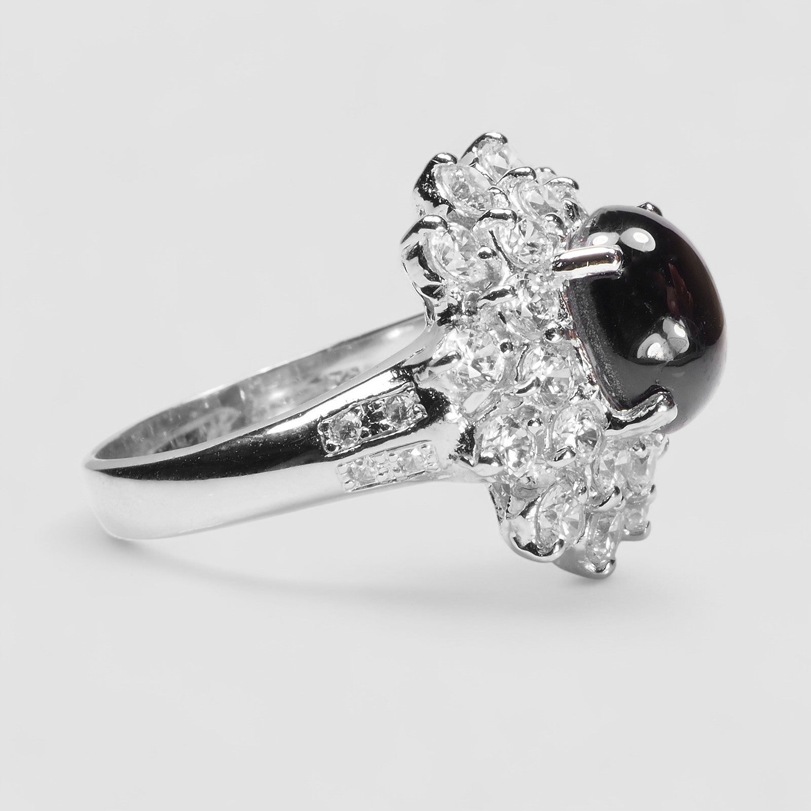 Golden Black Star Sapphire 925 Sterling Silver Ring
