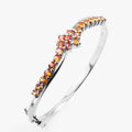 Orange Sapphire 925 Sterling Silver Bracelets, Natural Gemstone, Statement Ring, Free Resizing
