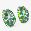 Green Emerald 925 Sterling Silver White Gold Earrings, Rhodium Plated, Tarnish Free