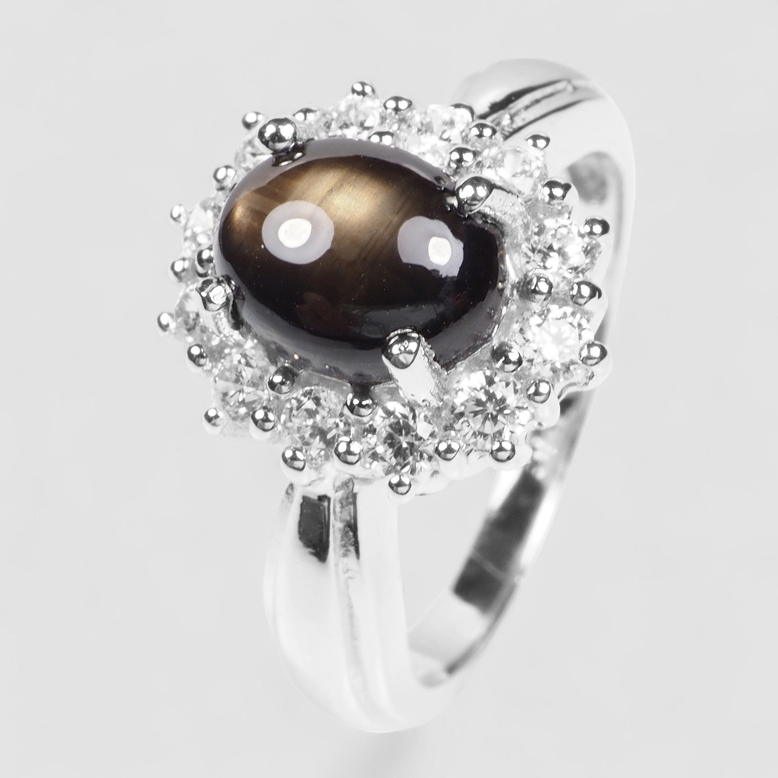 Black Star Sapphire 925 White Gold Plated Rings