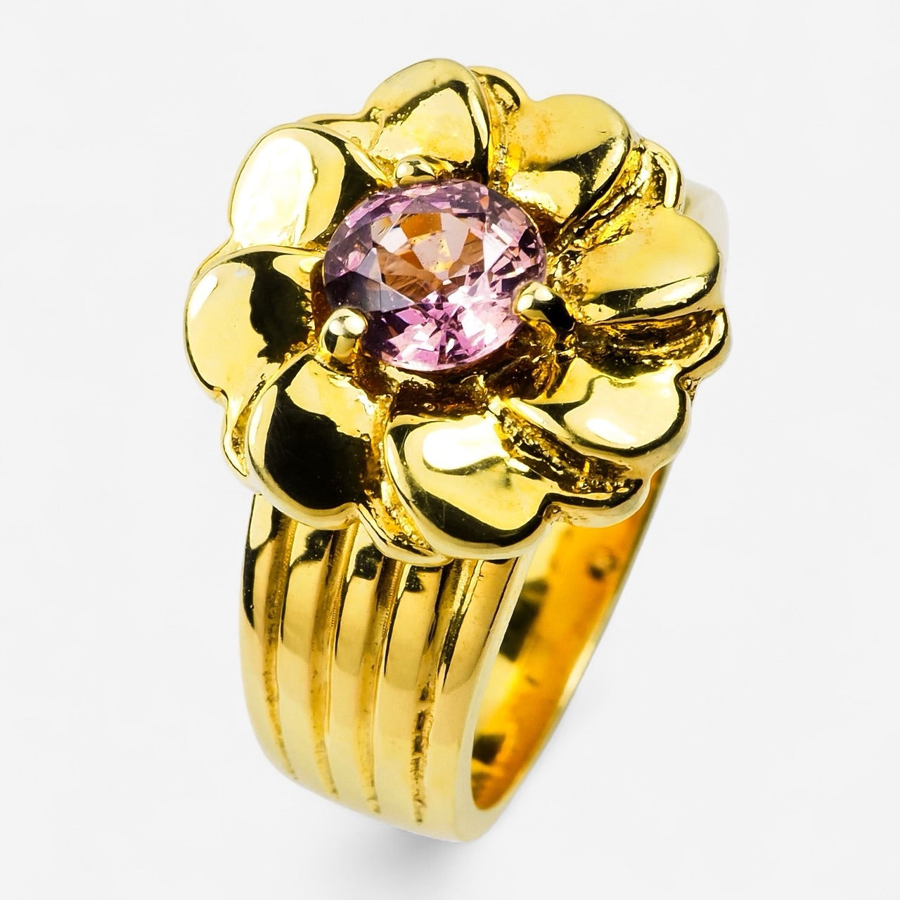 24K Gold 925 Sterling Silver Rings Pink Spinel, Gift for Girlfriend, Free Resizing