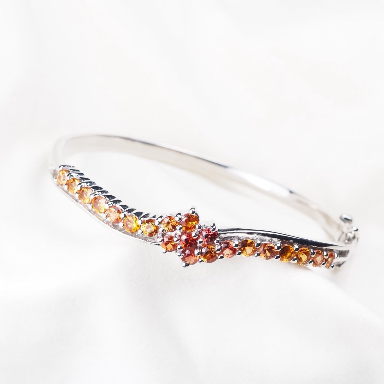 Orange Sapphire 925 Sterling Silver Bracelets, Natural Gemstone, Statement Ring, Free Resizing