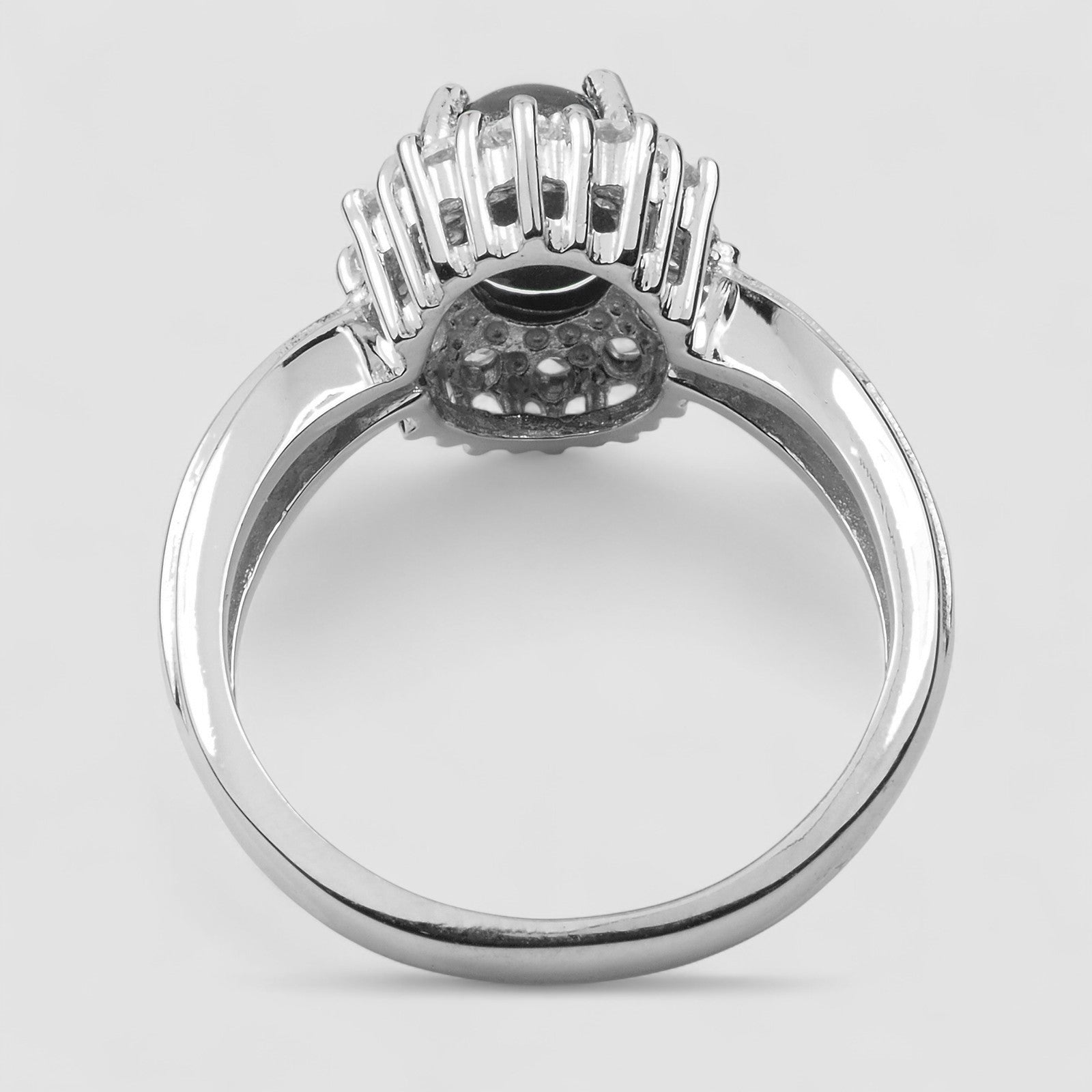 Black Star Sapphire 925 White Gold Plated Rings