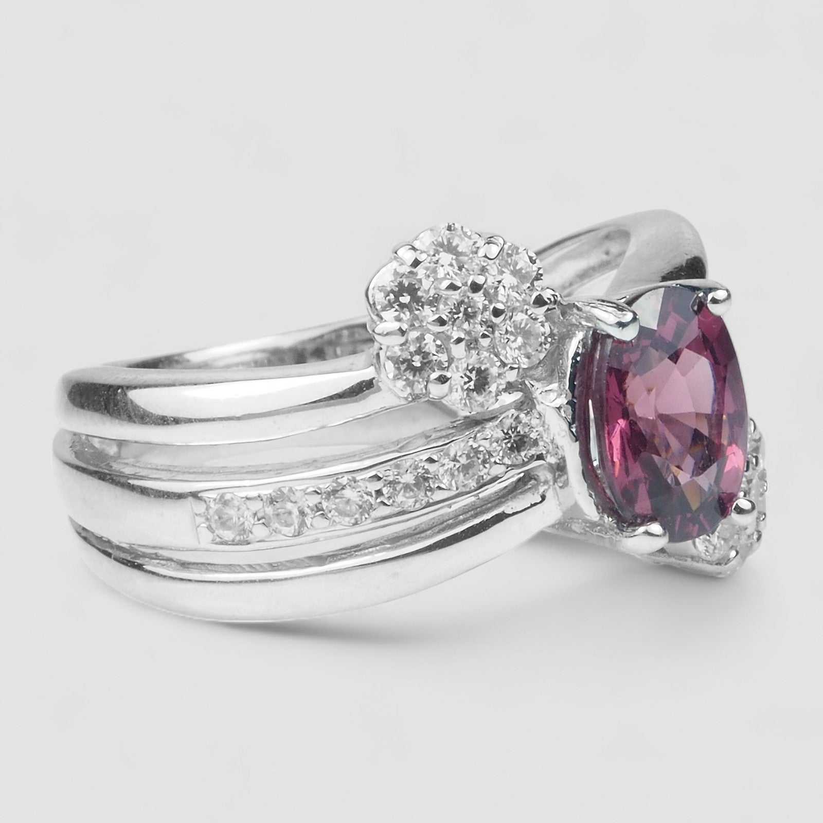 Wine Pink Rhodolite Garnet 925 Sterling Silver Ring