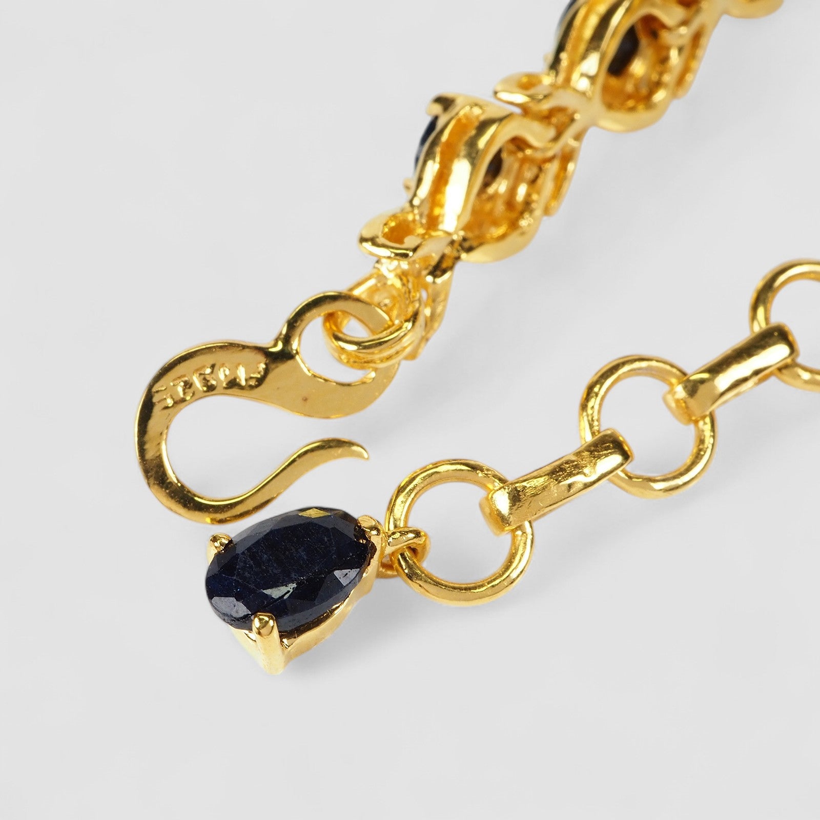 Blue Sapphire 925 Sterling Silver 24K Gold Bracelets, Natural Gemstone