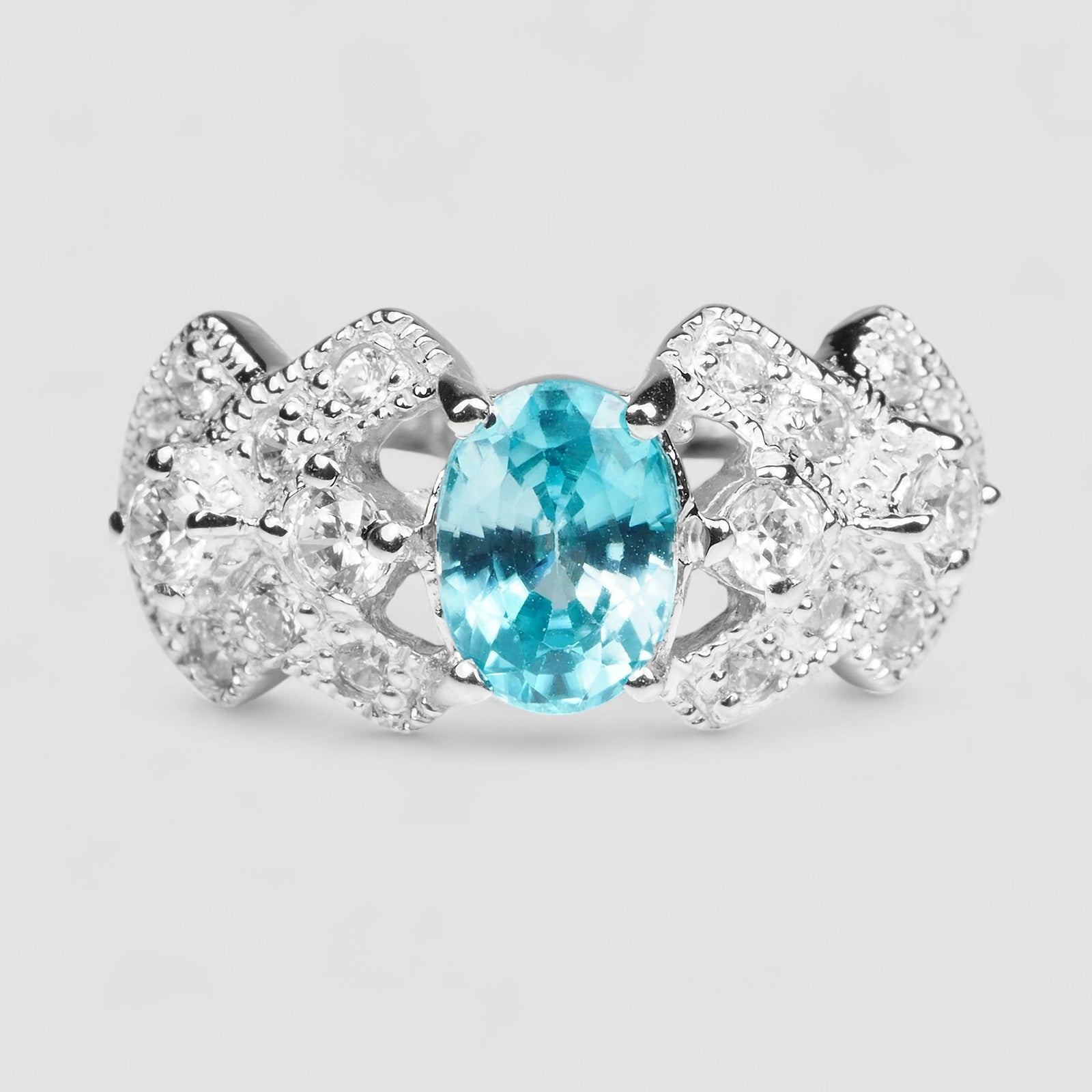 Blue Zircon 925 Sterling Silver Ring