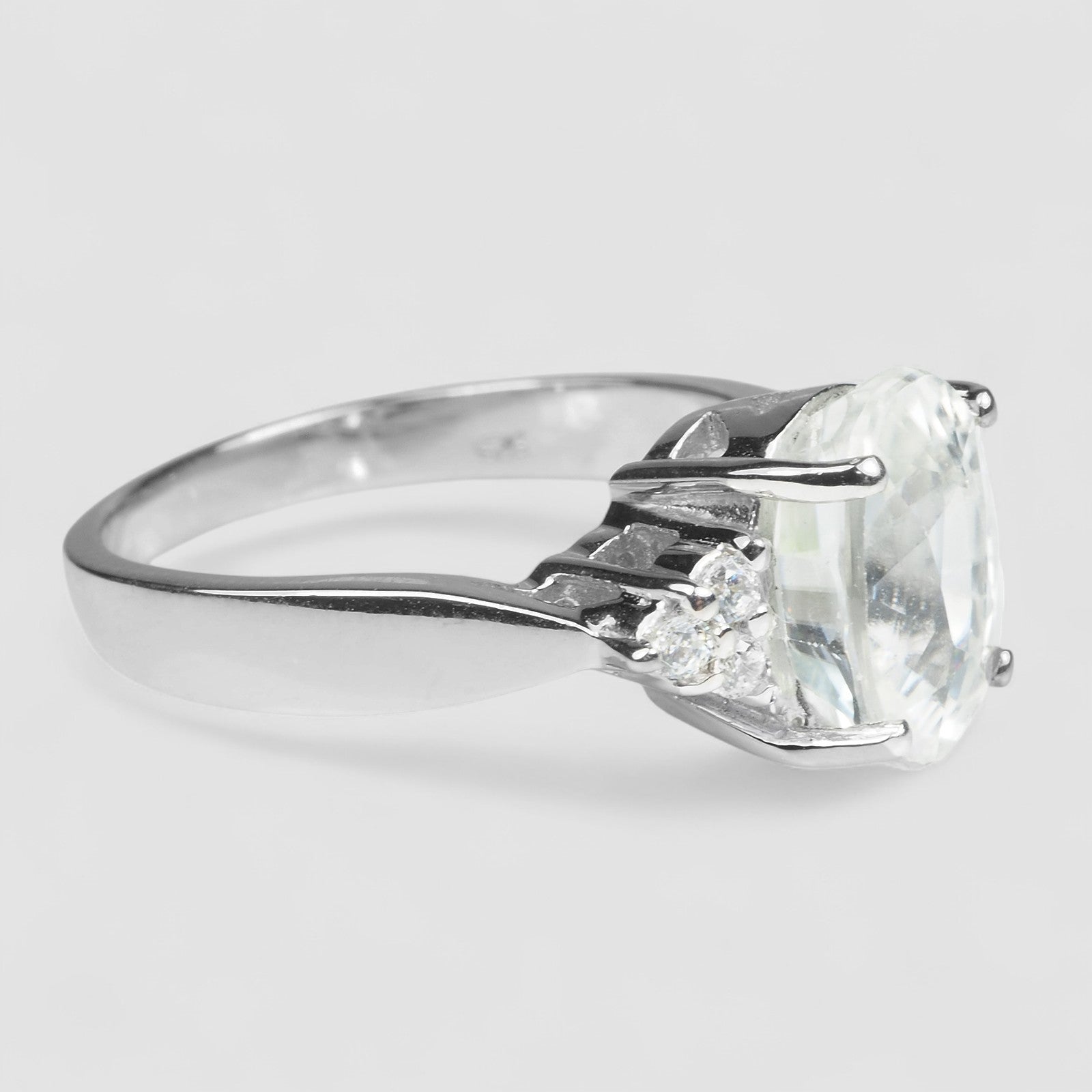 WHITE GOLD PLATED RINGS WHITE ZIRCON 3.70CT