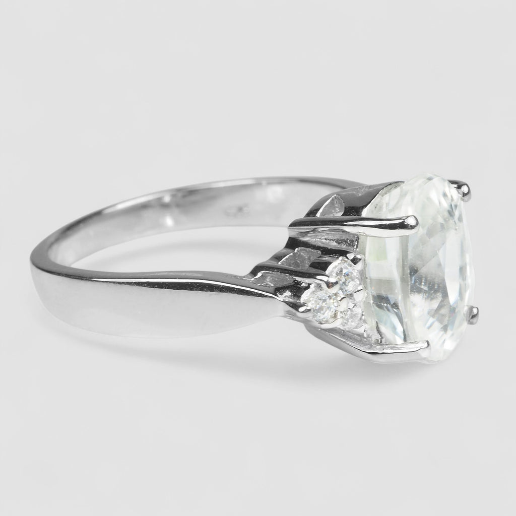 WHITE GOLD PLATED RINGS WHITE ZIRCON 3.70CT