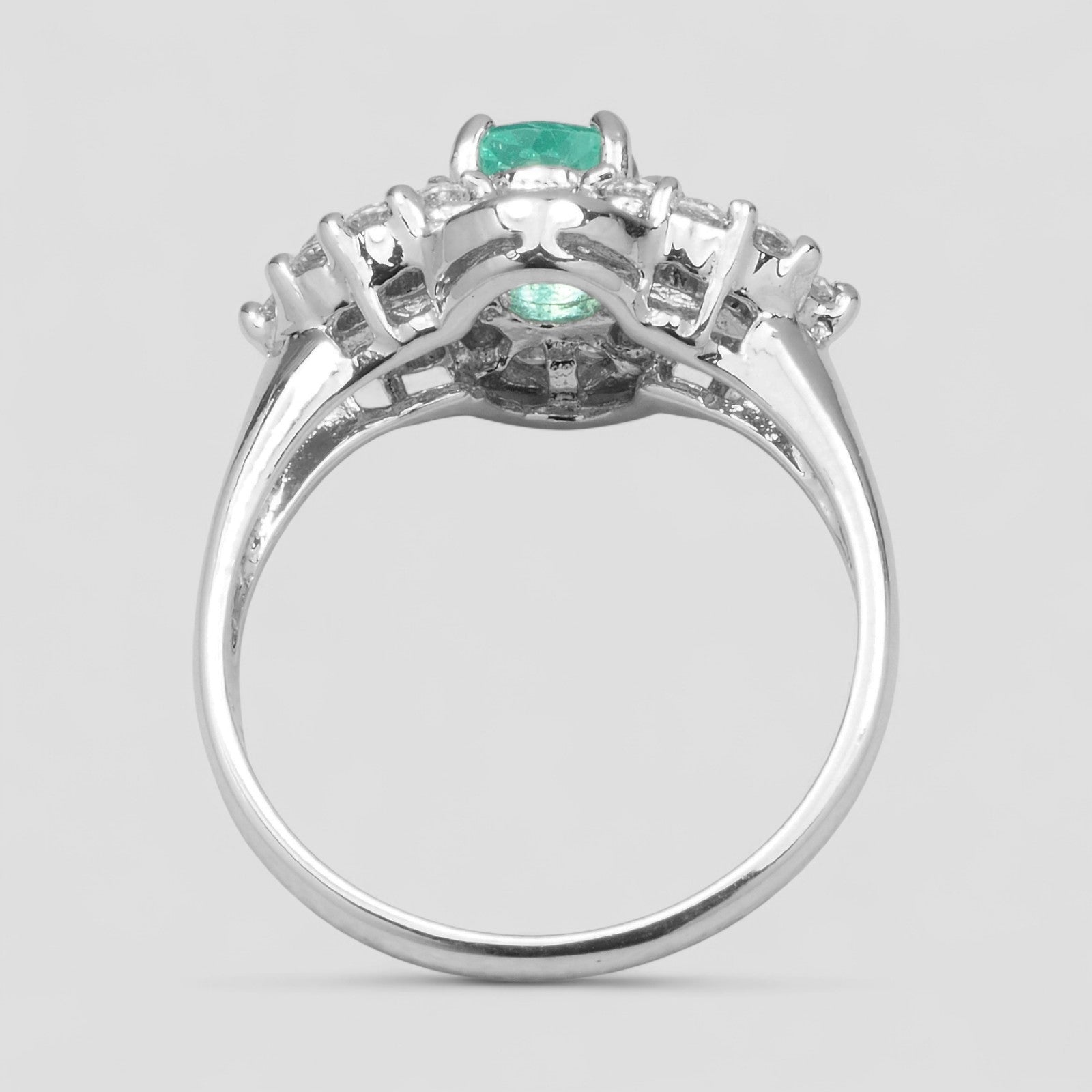 Neon Green Emerald 925 Sterling Silver Ring