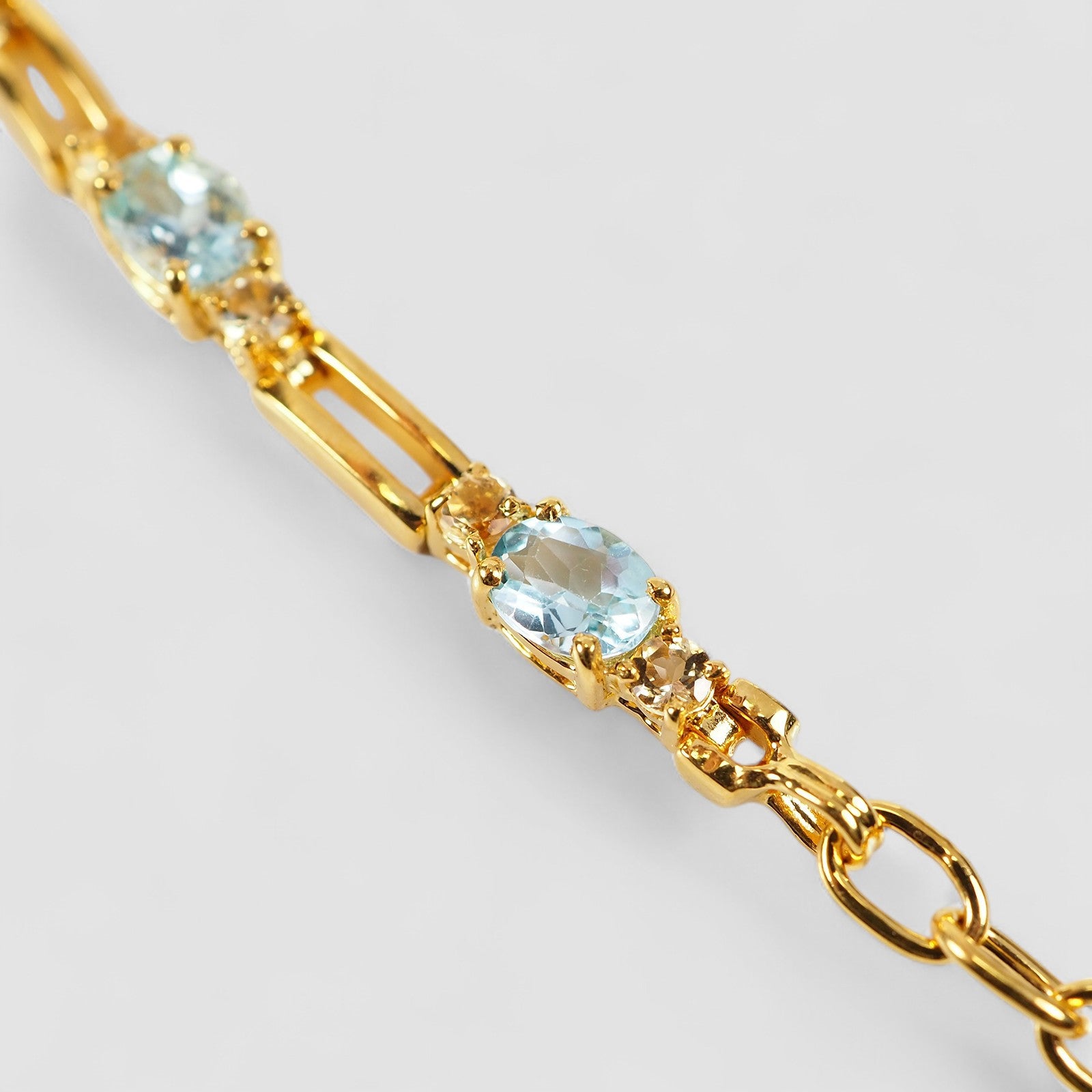 Blue Aquamarine 925 Sterling Silver 24K Gold Bracelets, Dainty Minimalist Everyday Bracelets