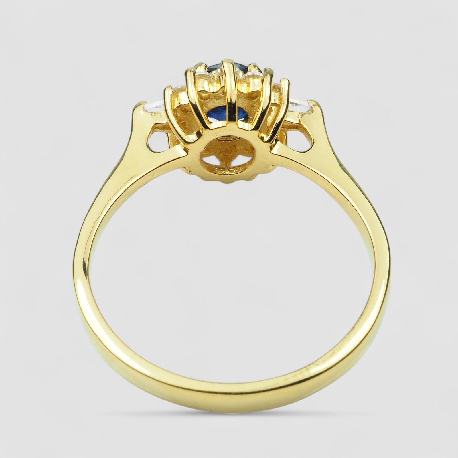 Rare 24K Gold 925 Sterling Silver Ring Blue Sapphire