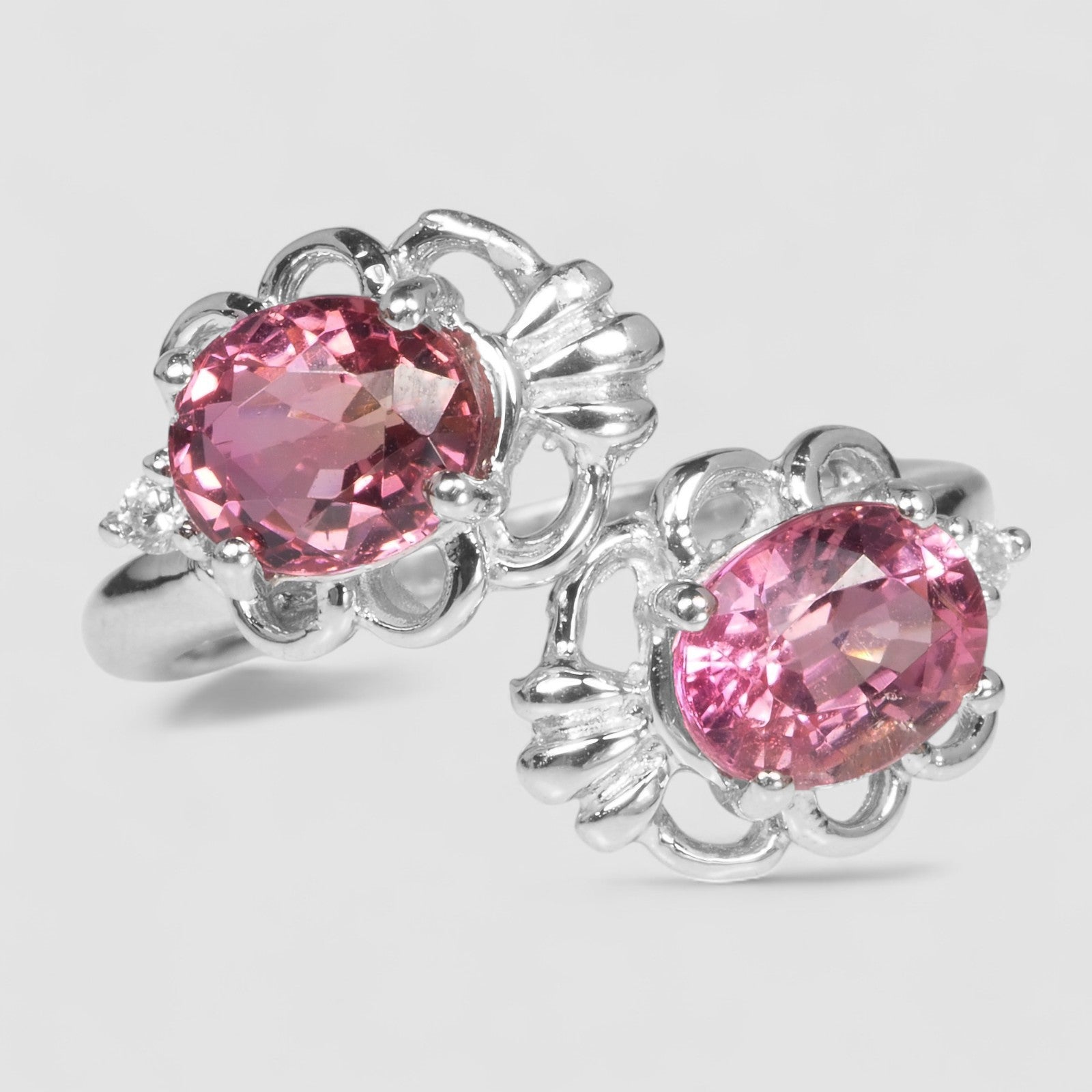 Bunny Pink Tourmaline Ring for Her, 925 Sterling Silver, Genuine Gemstone, Free Resizing