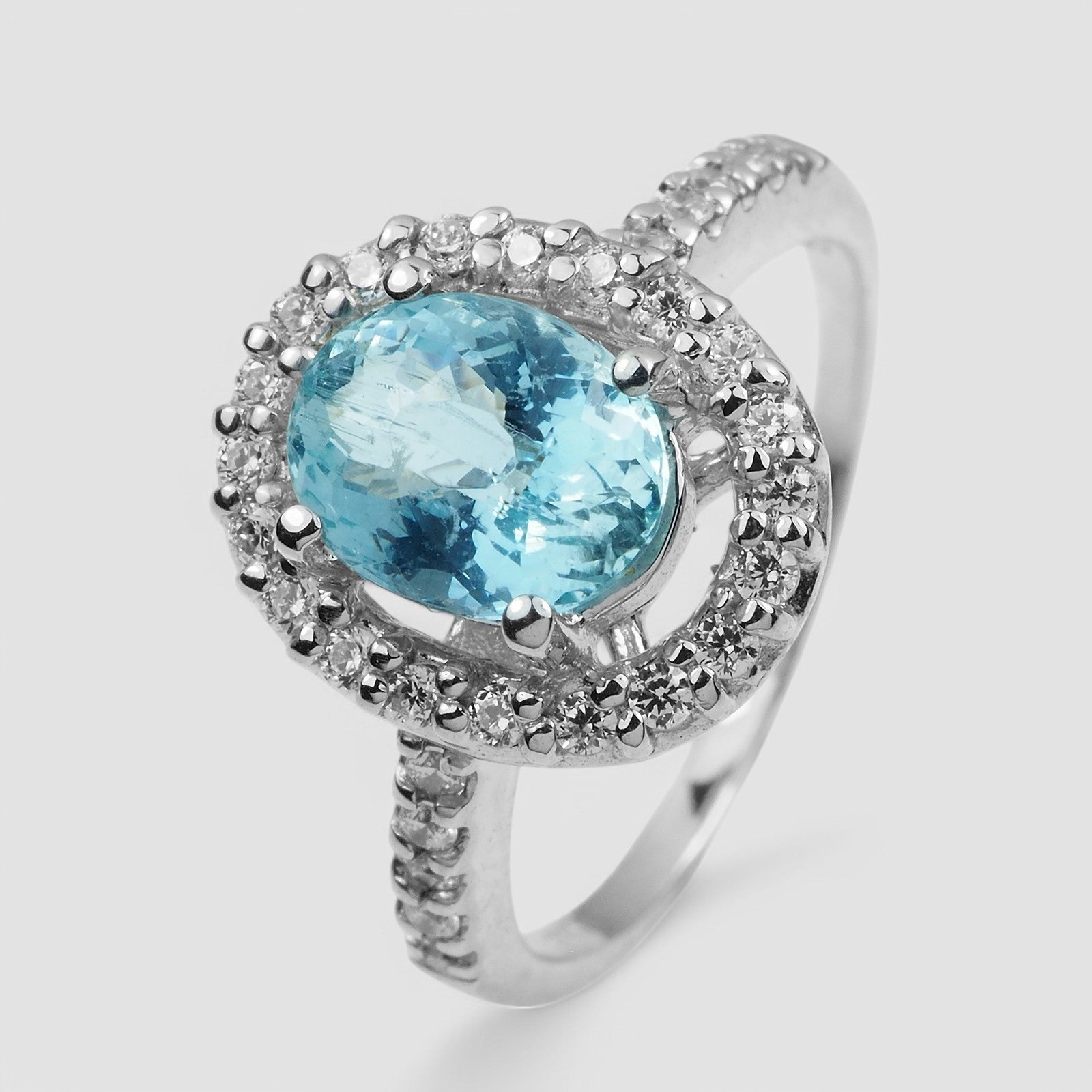 Blue Aquamarine 925 Sterling Silver Ring