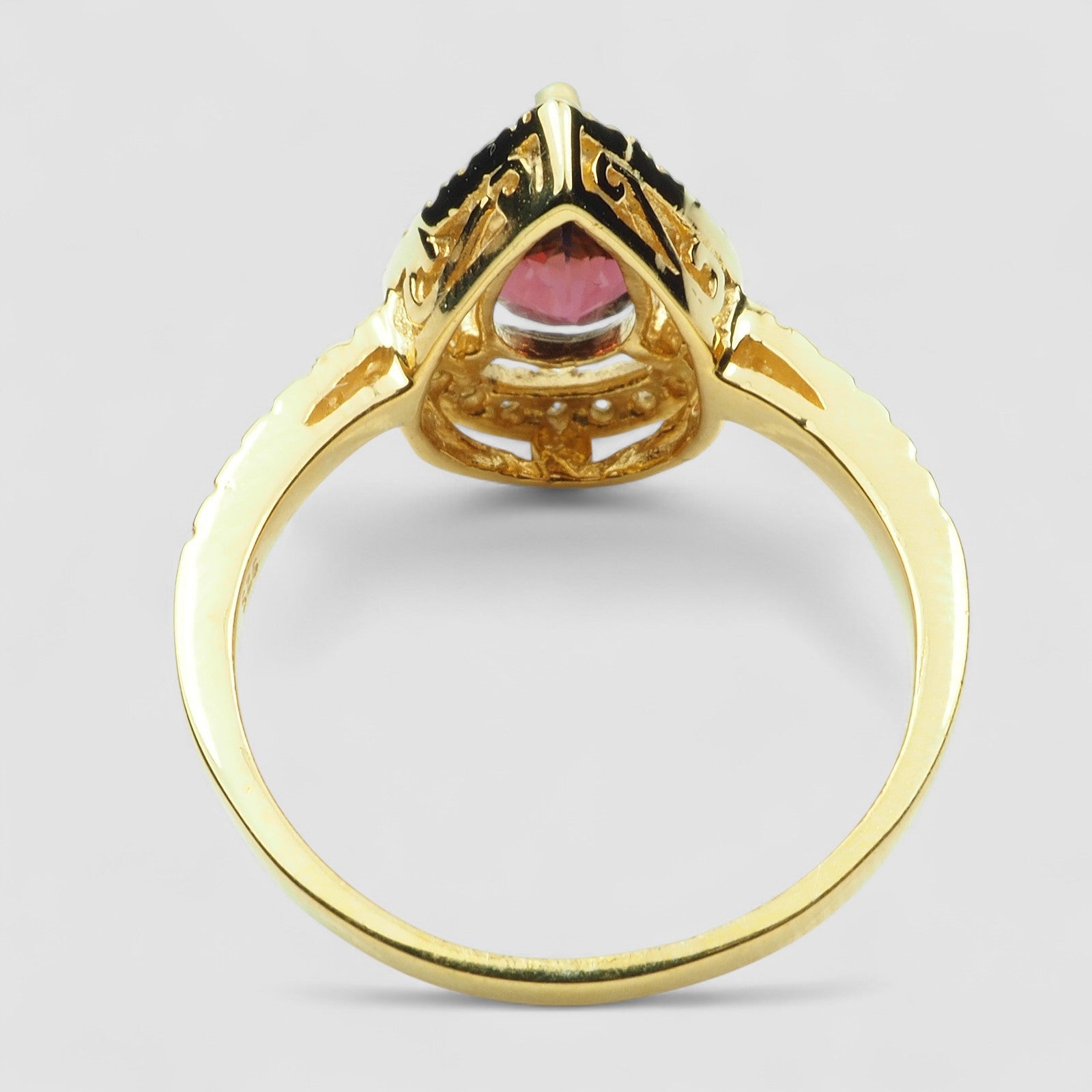 24K Gold 925 Sterling Silver Ring Red Rhodolite Garnet