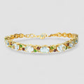 Blue Aquamarine 925 Sterling Silver 24k Gold Bracelets, Natural Gemstone, Minimalist Bracelets