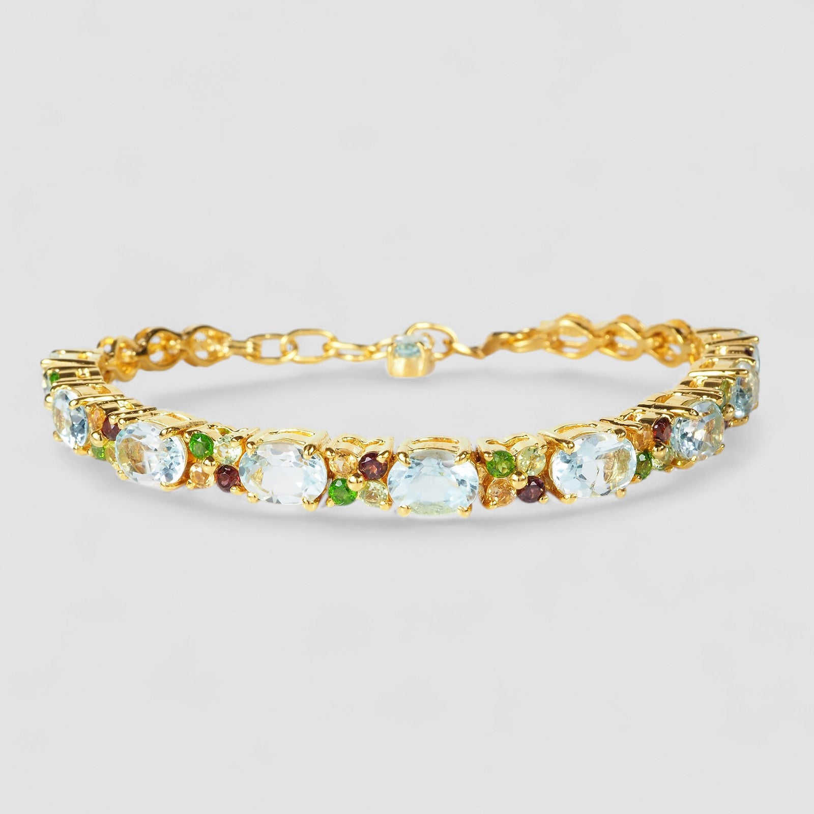 Blue Aquamarine 925 Sterling Silver 24k Gold Bracelets, Natural Gemstone, Minimalist Bracelets