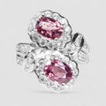 Duo Stone Pink Rhodolite Garnet 925 Sterling Silver Ring