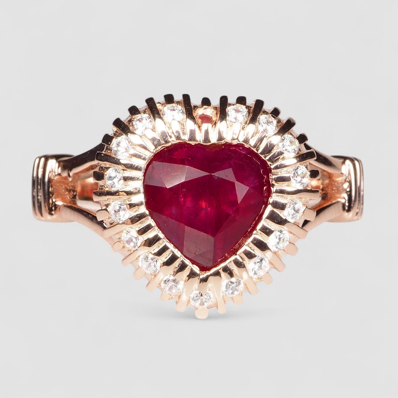 Red Ruby Heart 925 Sterling Silver Ring