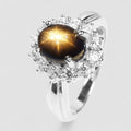 Black Star Sapphire 925 White Gold Plated Rings