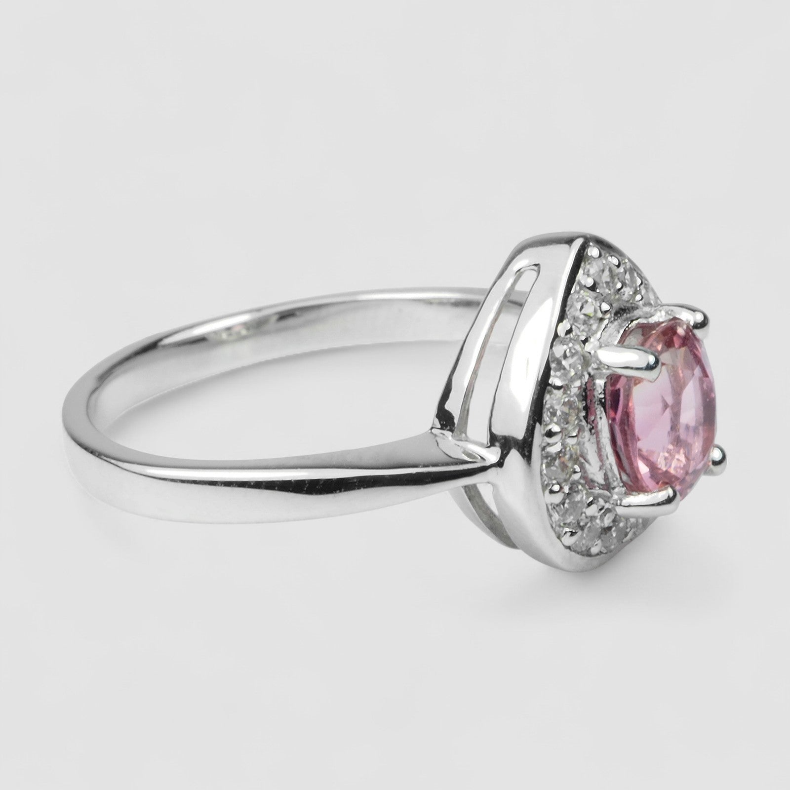 White Gold Rings Pink Tourmaline 925 Sterling Silver