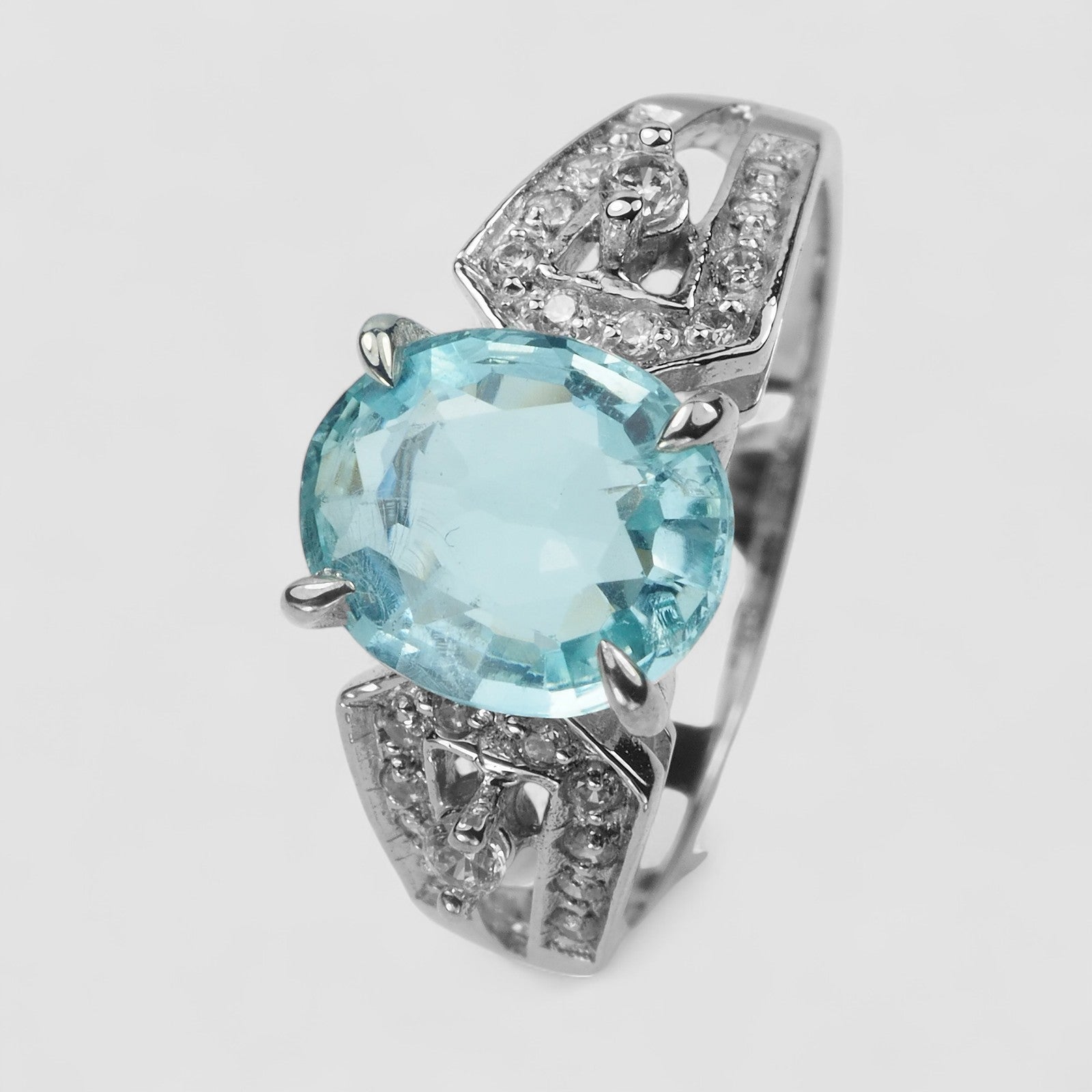 Blue Aquamarine 925 Sterling Silver Ring