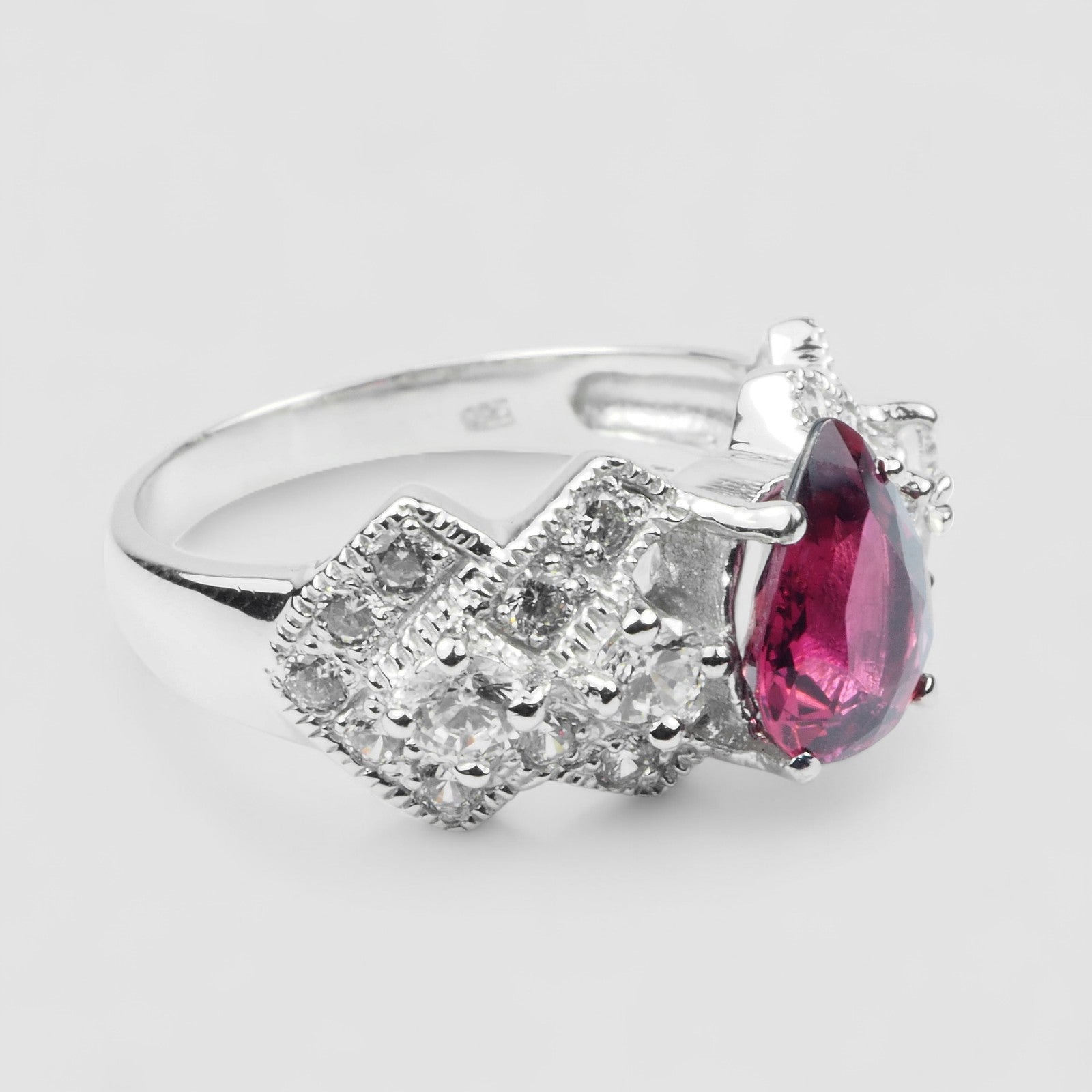 Teardrop Pink Tourmaline 925 Sterling Silver Ring
