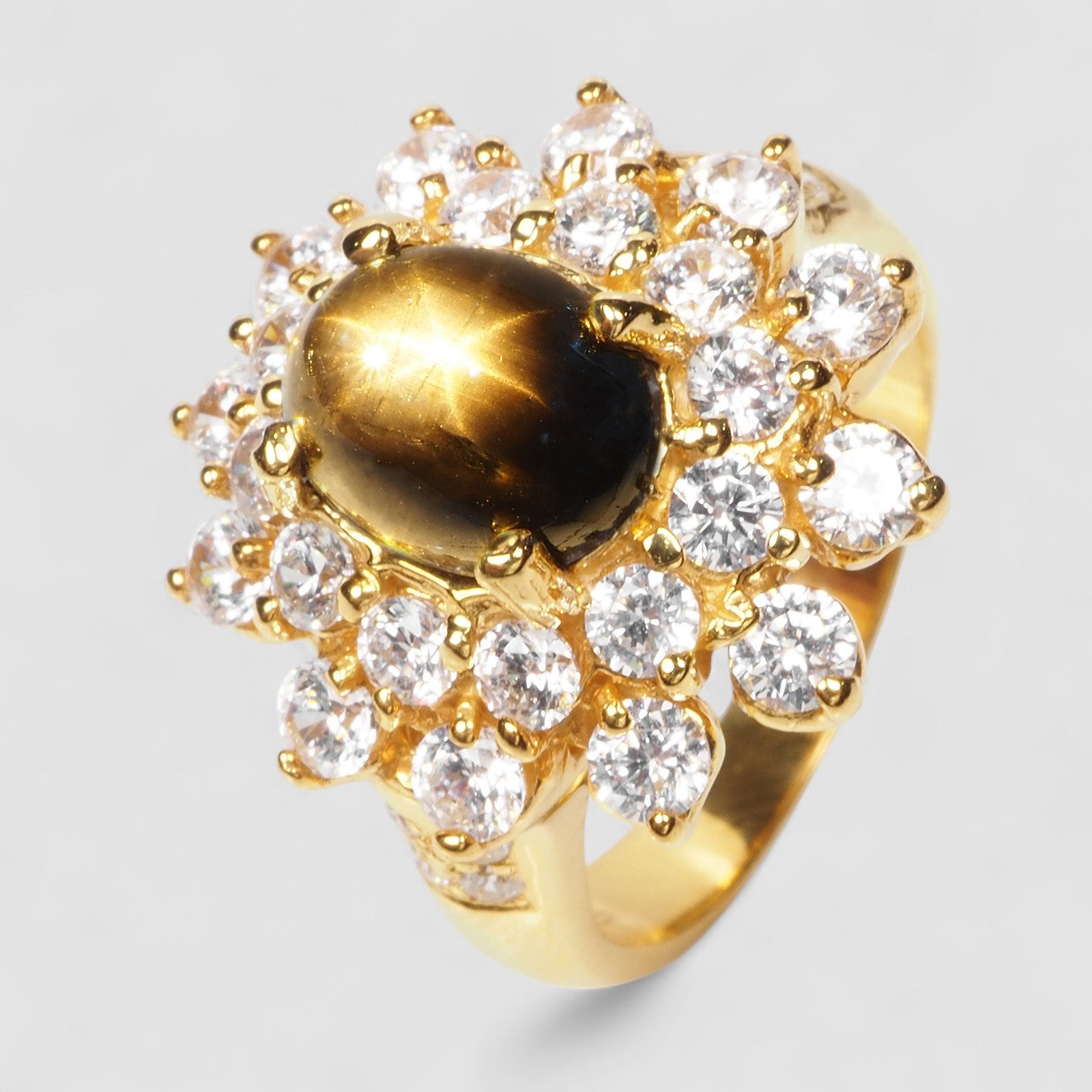 24K Gold 925 Sterling Silver Rings Thailand Black Star Sapphire