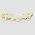 Blue Aquamarine 925 Sterling Silver 24K Gold Bracelets, Dainty Minimalist Everyday Bracelets