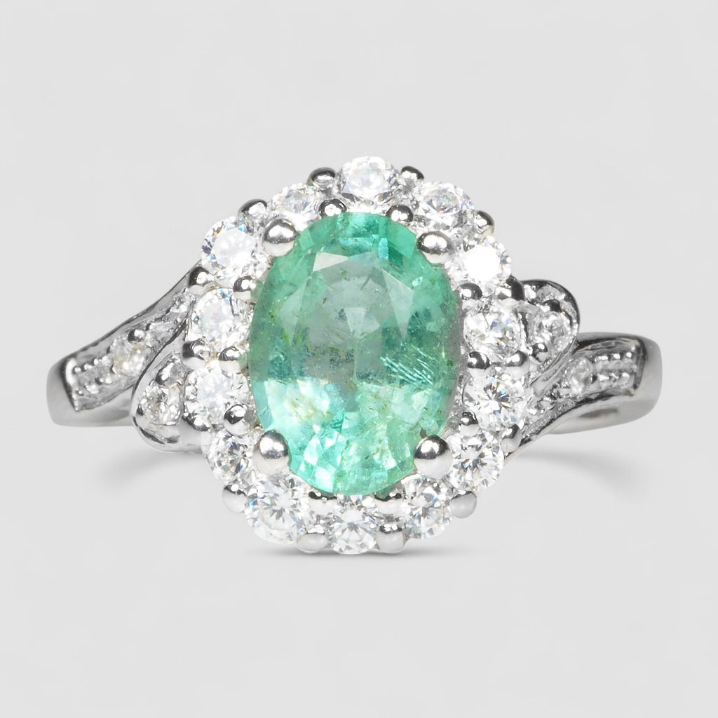 GREEN EMERALD 925 STERLING SILVER RING