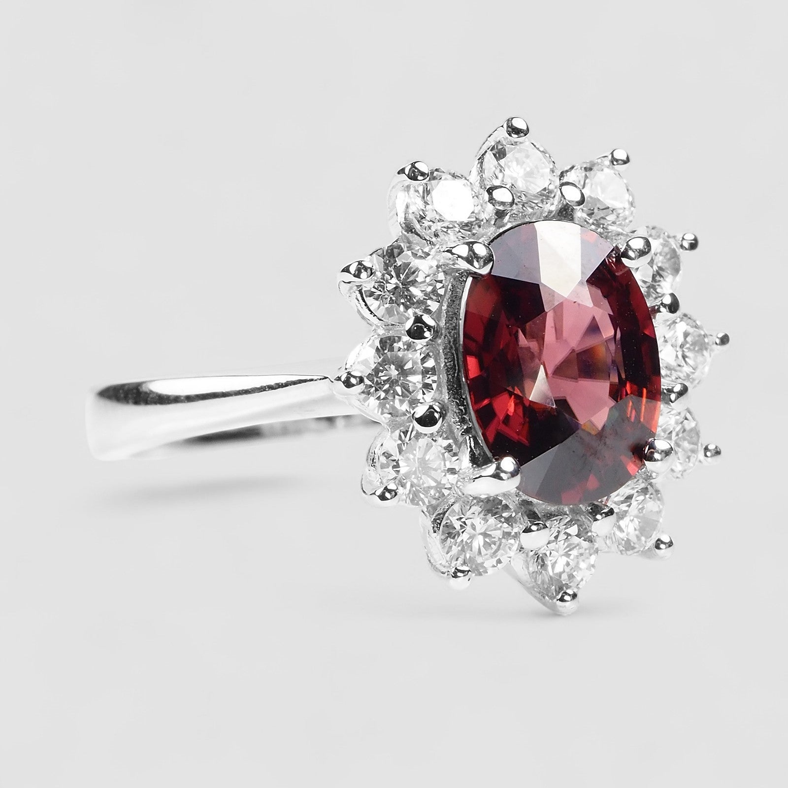 Red Zircon 925 Sterling Silver Ring