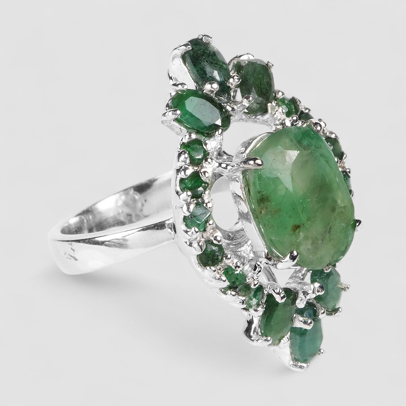 Genuine Green Emerald 925 Sterling Silver Rings, Trendy Everyday Ring