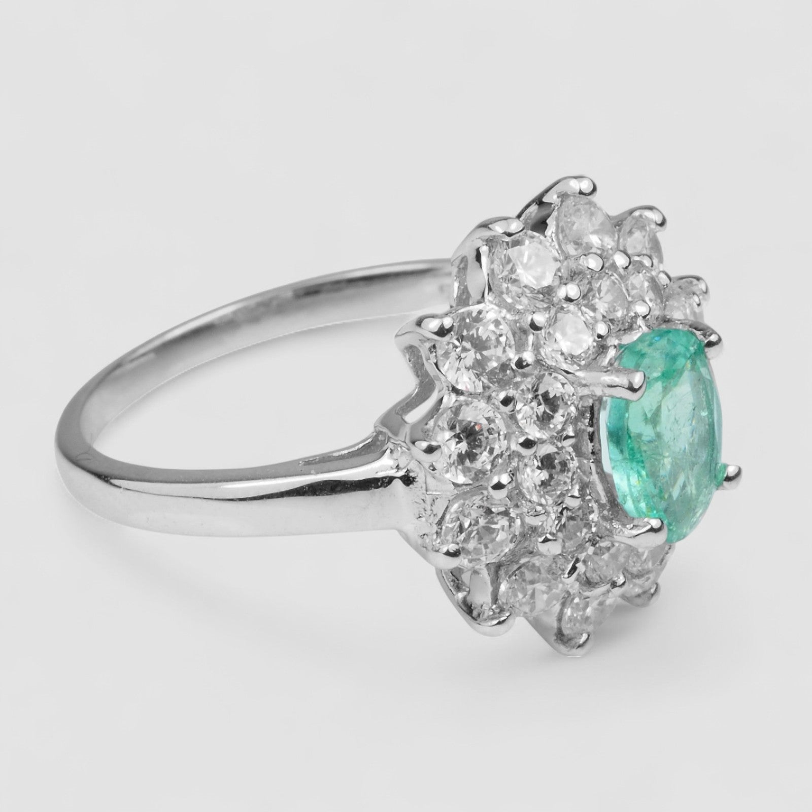 GREEN EMERALD 925 STERLING SILVER HANDMADE JEWELRY RING