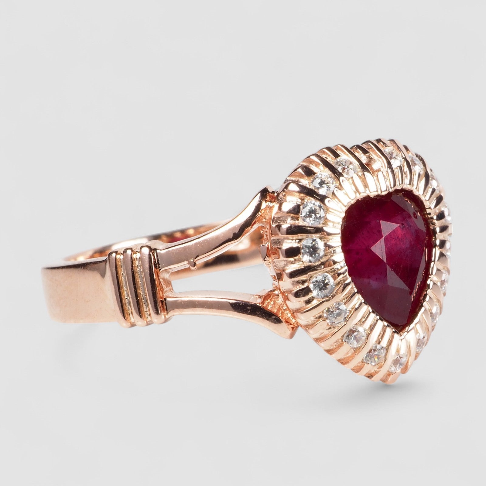 Red Ruby Heart 925 Sterling Silver Ring