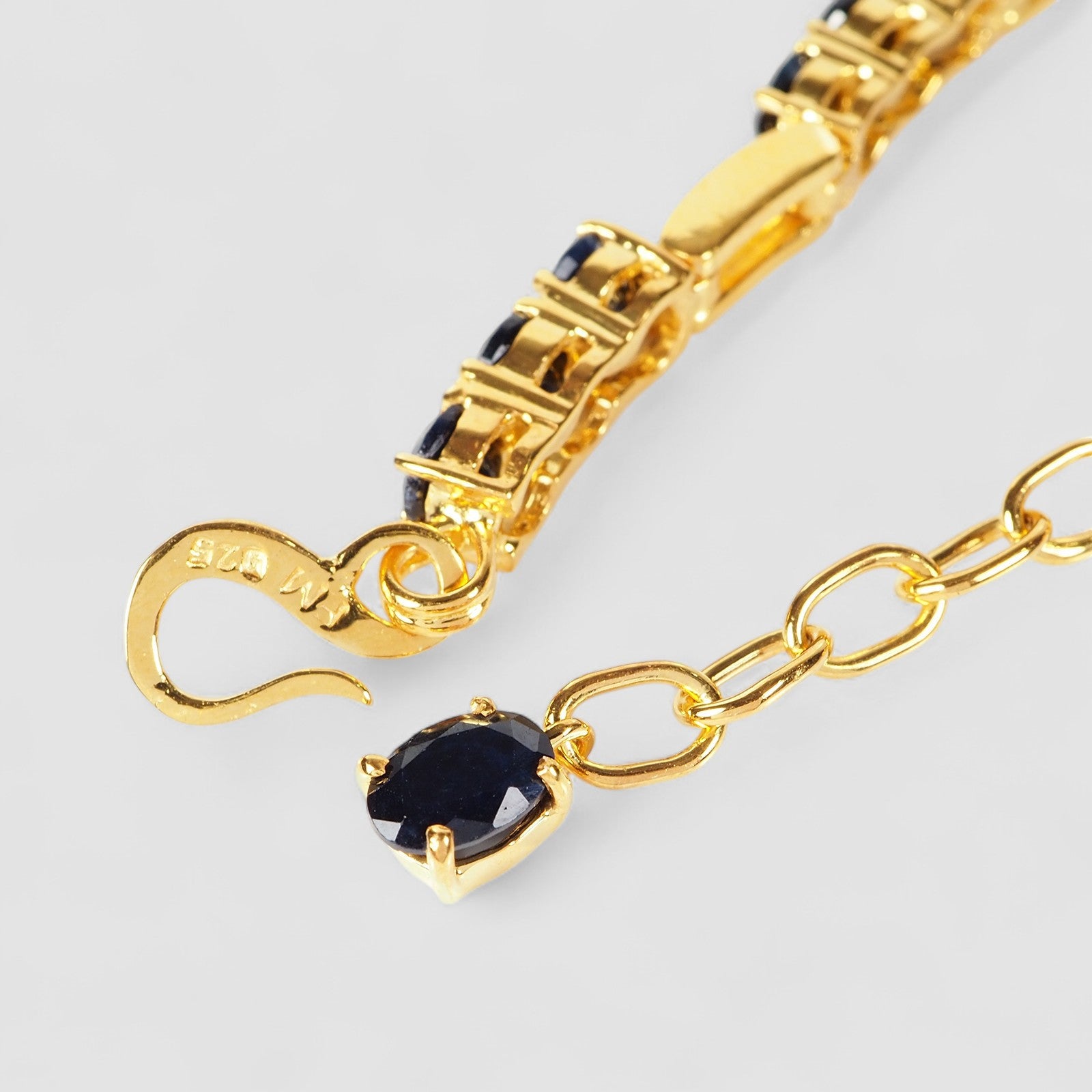 Blue Sapphire 925 Sterling Silver 24k Gold Bracelets , 925 Silver Minimalist Bracelets, Gift for Her
