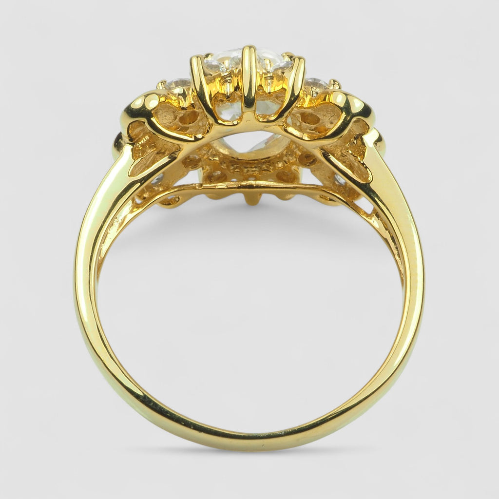 WHITE ZIRCON 925 STERLING SILVER 24K GOLD PLATED RING