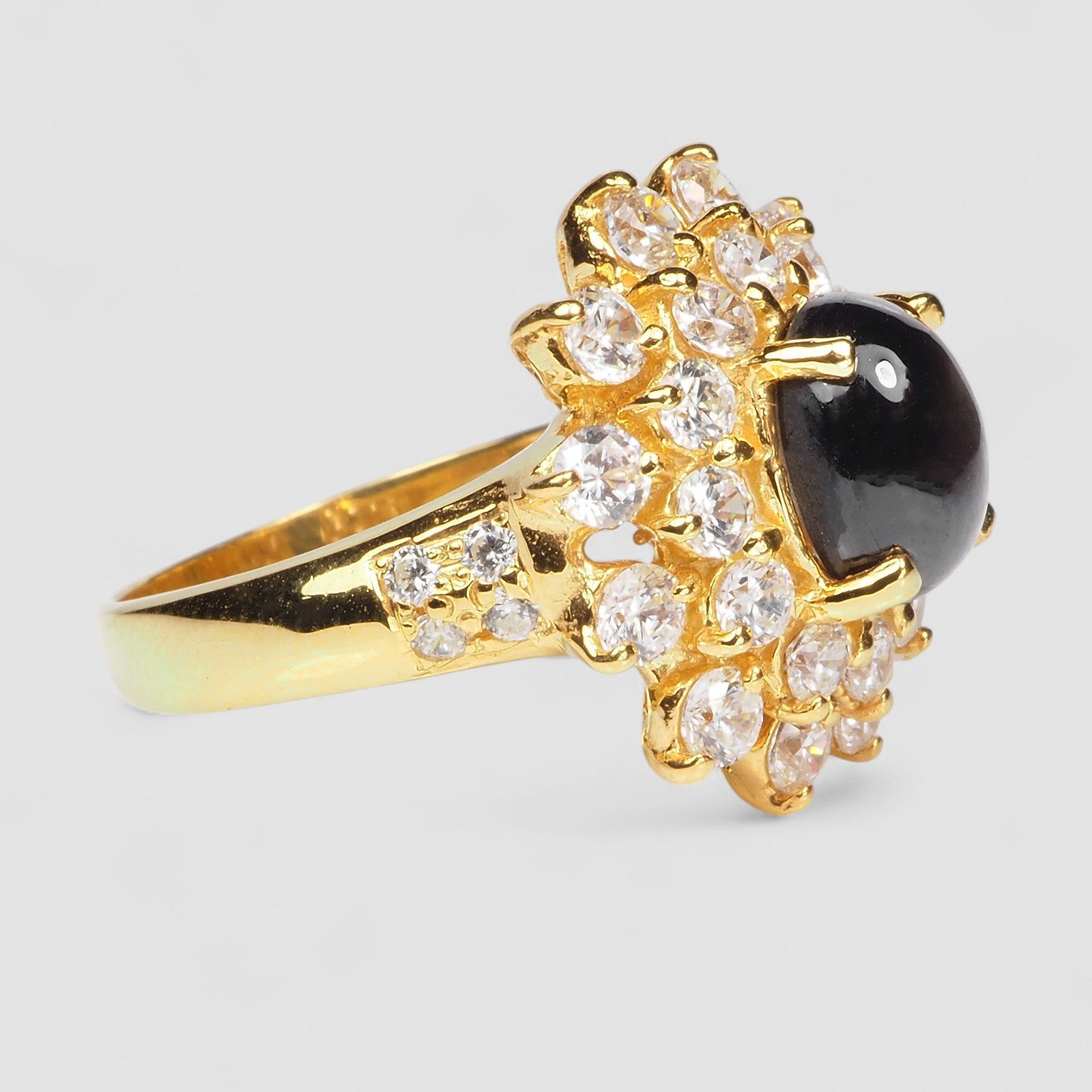 24K Gold 925 Sterling Silver Rings Thailand Black Star Sapphire