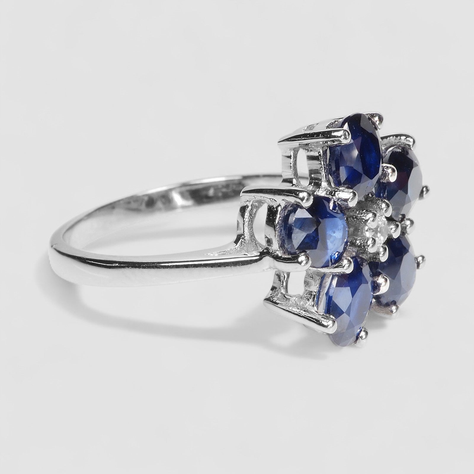 Flower Blue Sapphire 925 Sterling Silver Ring
